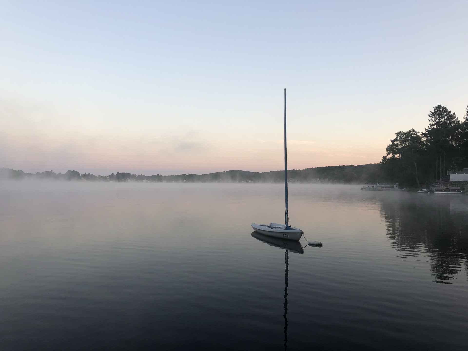 Misty Morning on Webster Lake